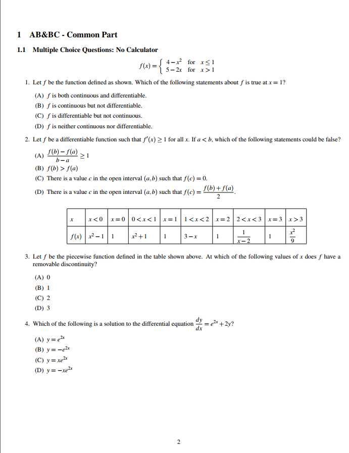2008 ap calculus ab exam answers