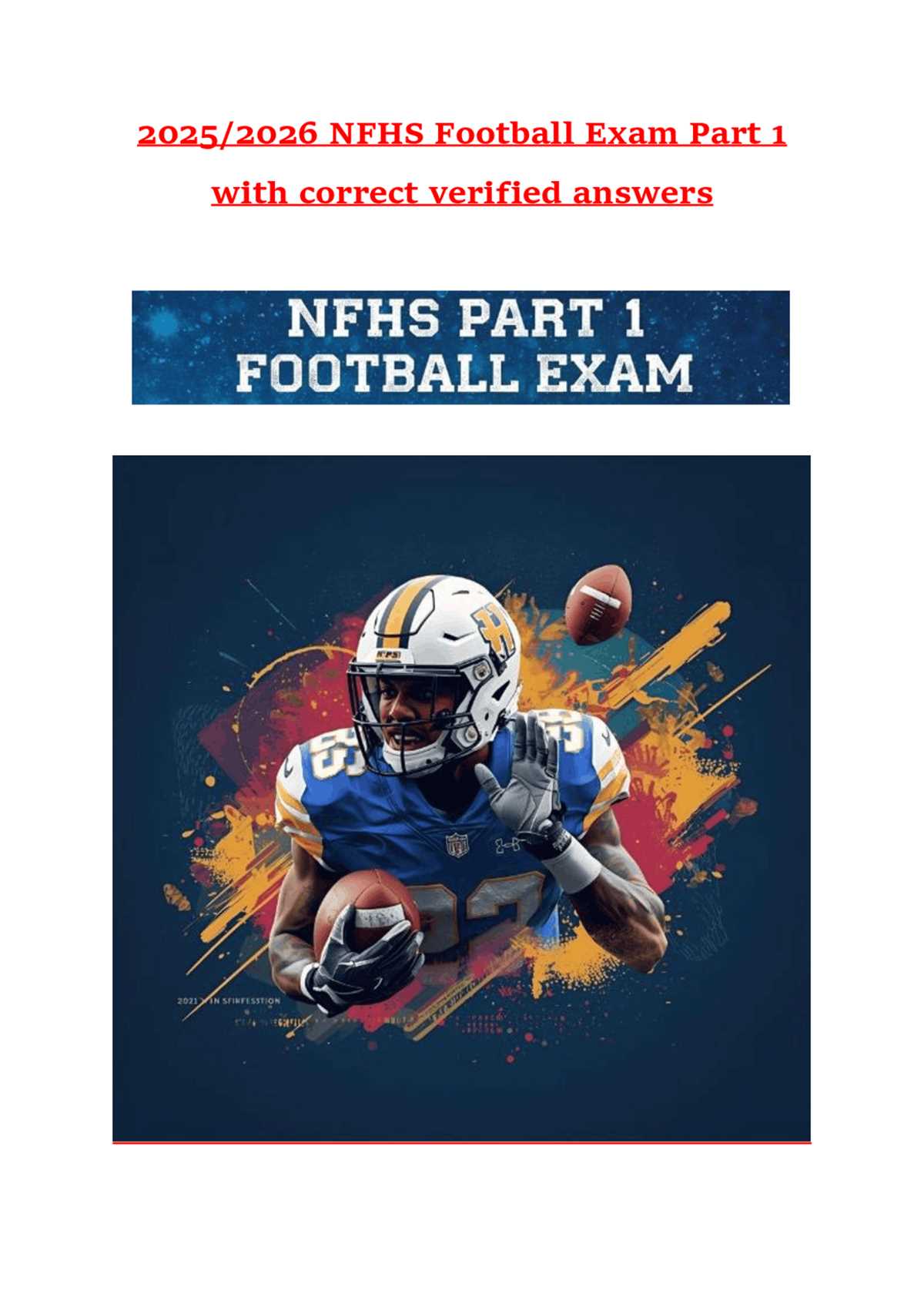 2026 nfhs football exam answers printable