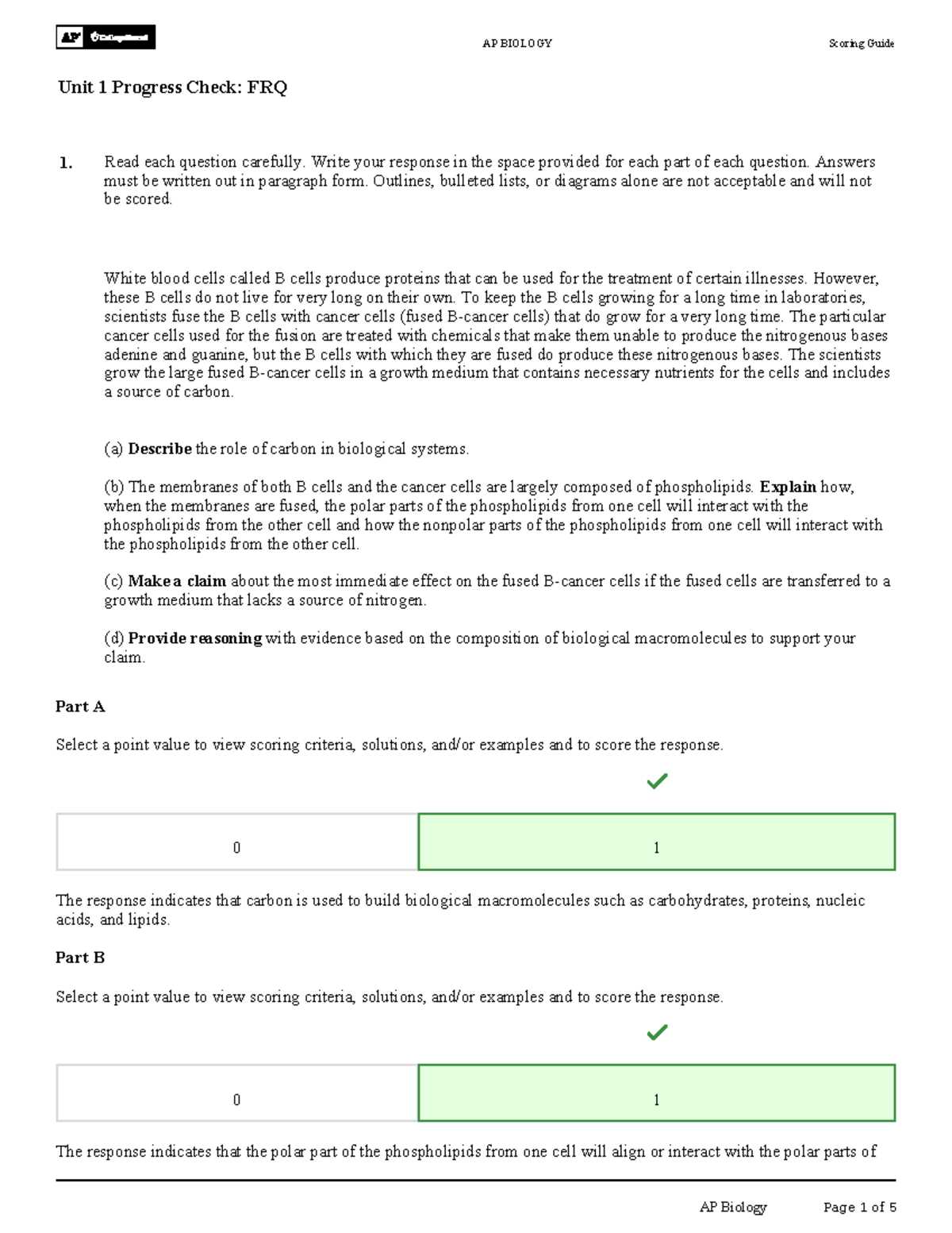 2026 practice exam 1 frq ap bio answers