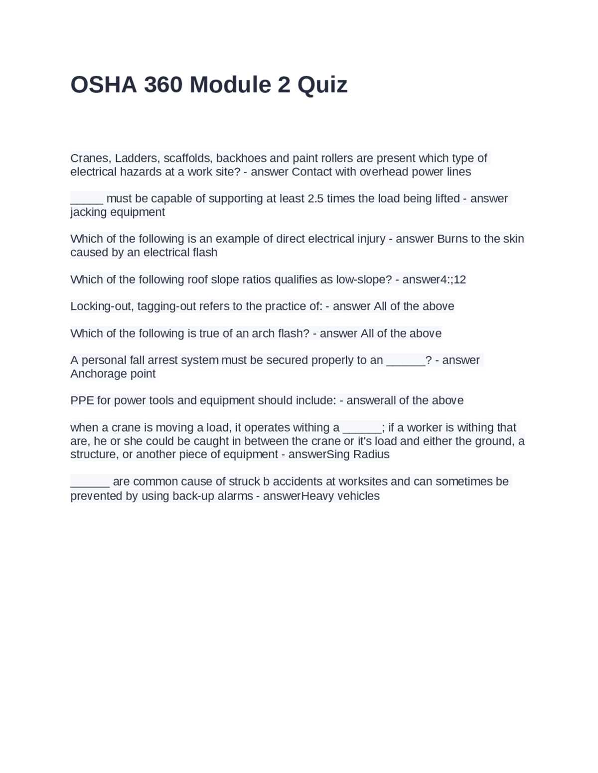 360 training osha 30 test answers