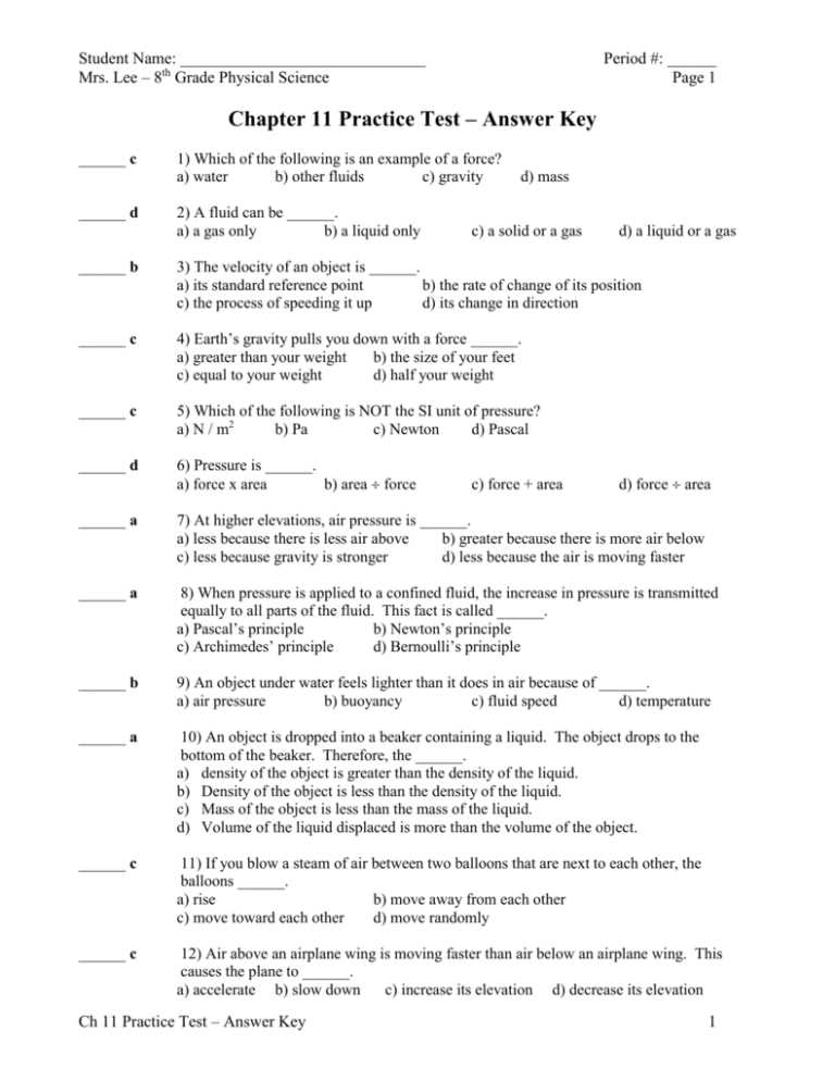 4 standardized test practice answer key