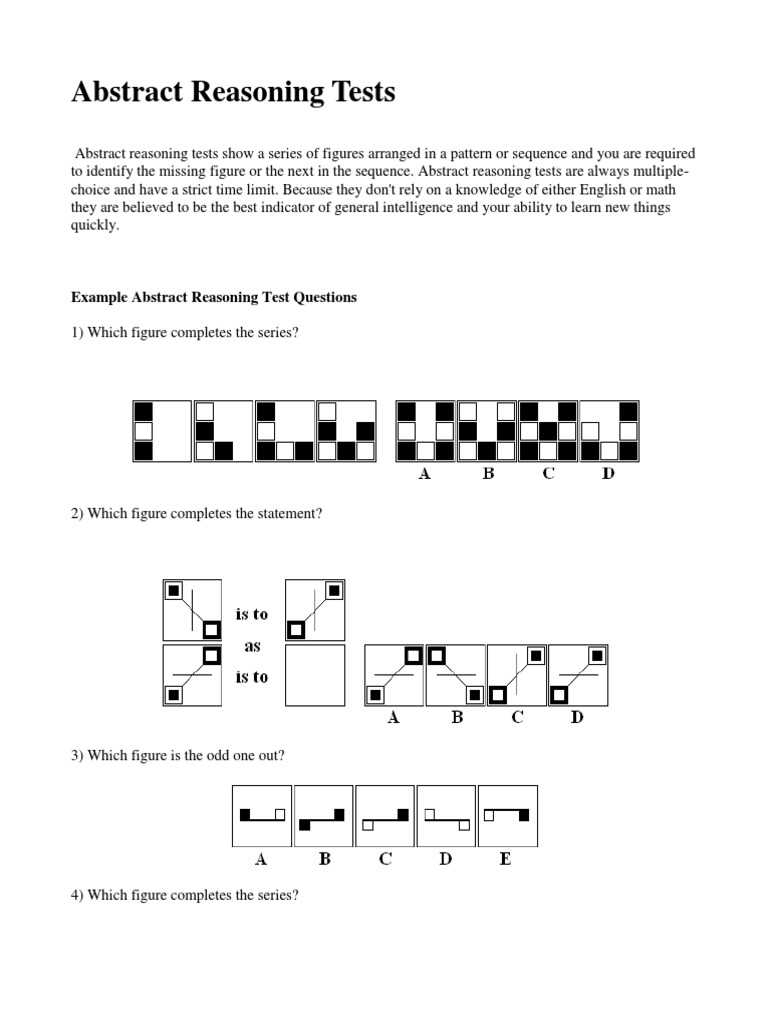 abstract reasoning exam with answers