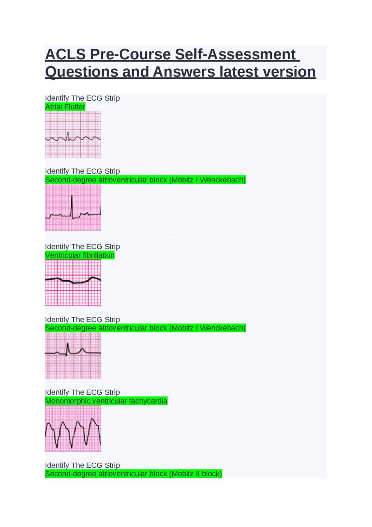 acls exam version a answers 2026