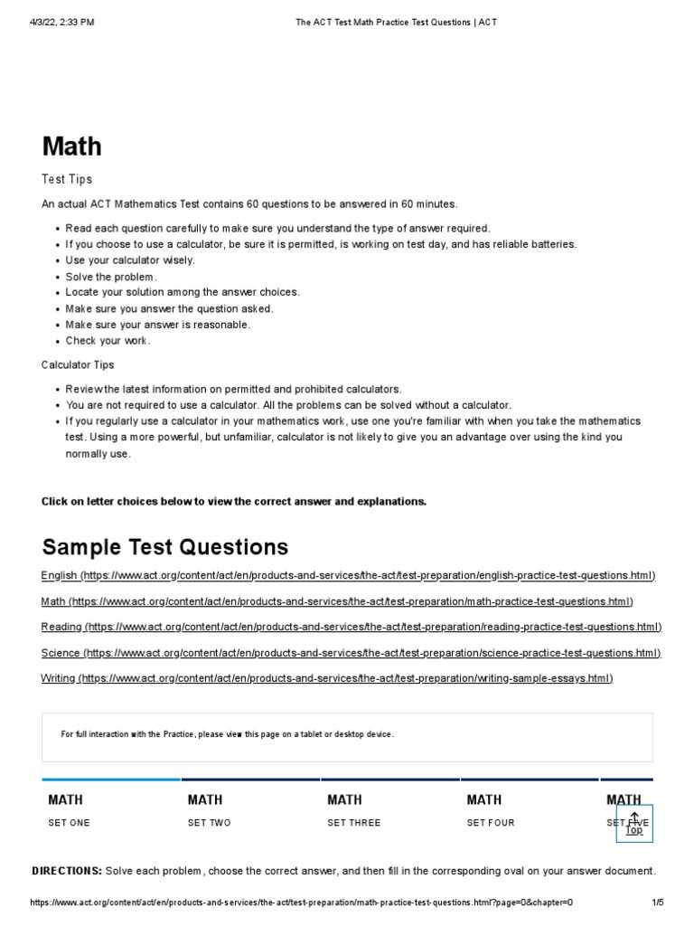 act math practice test 2 answers