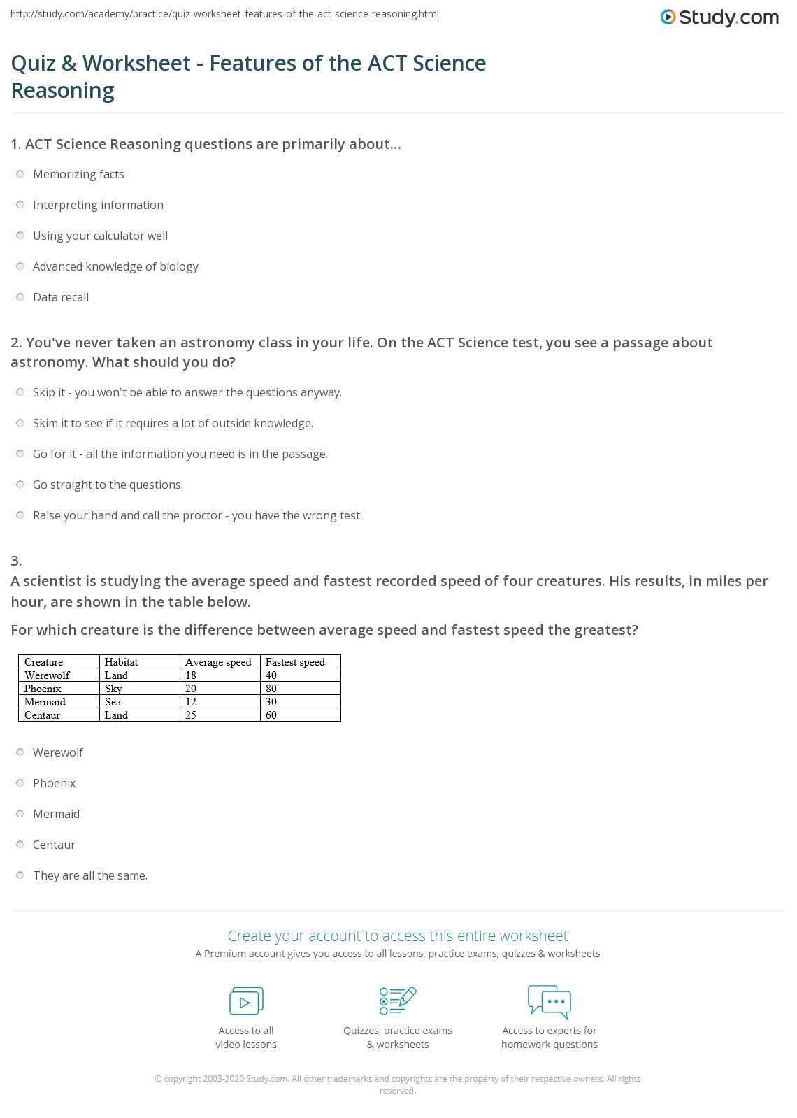 act science test answer key