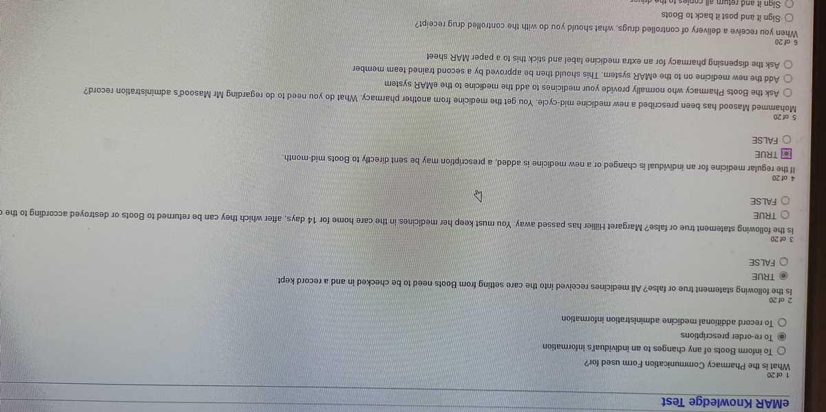 administration and communication test answers