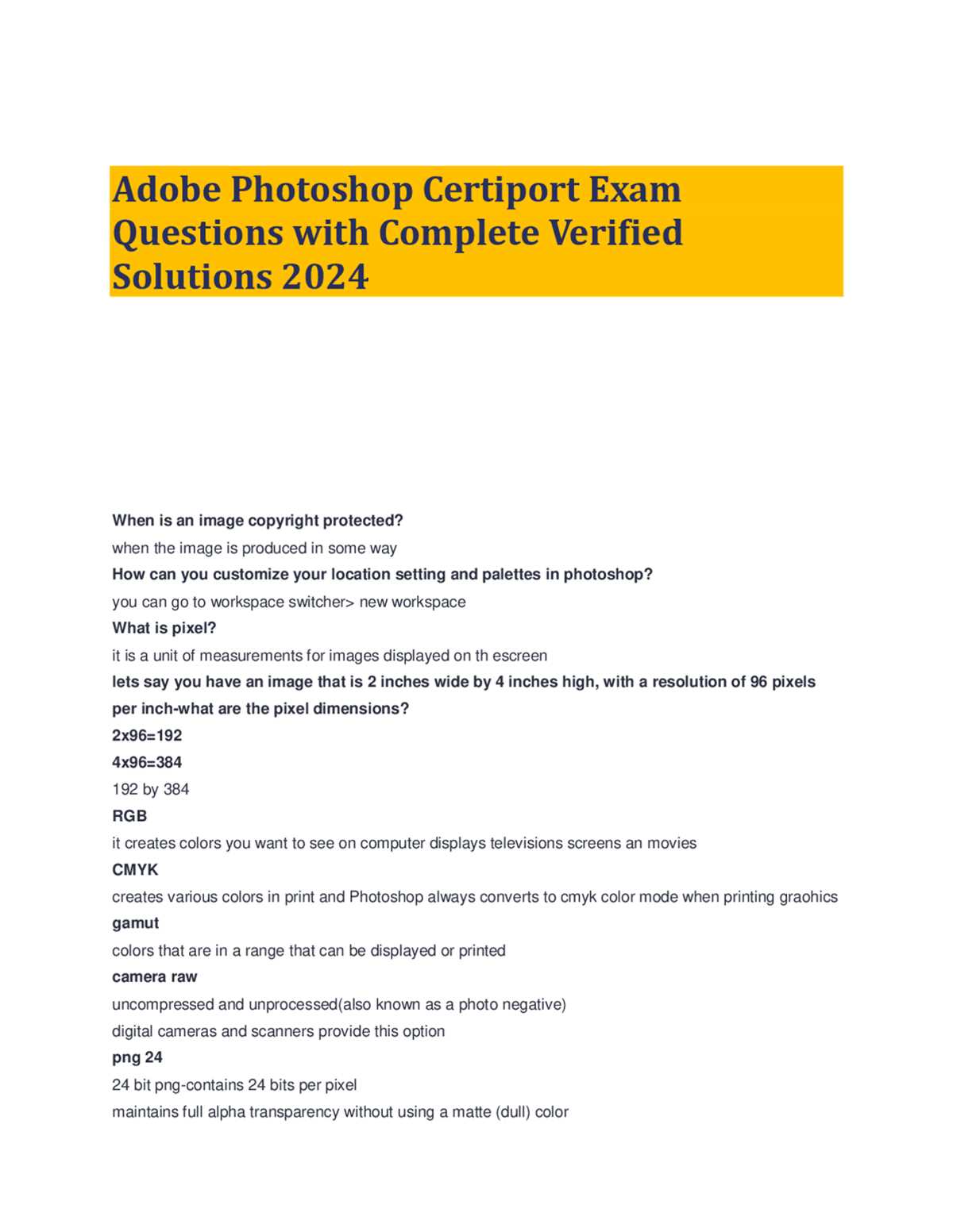 adobe photoshop test answers