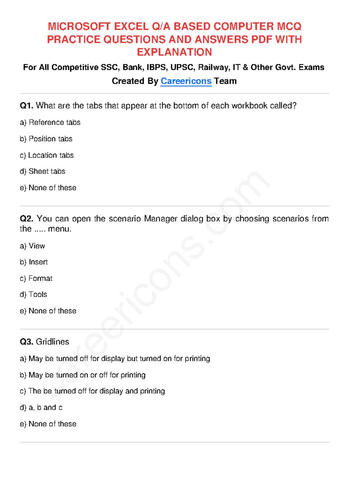 advanced excel exam questions and answers