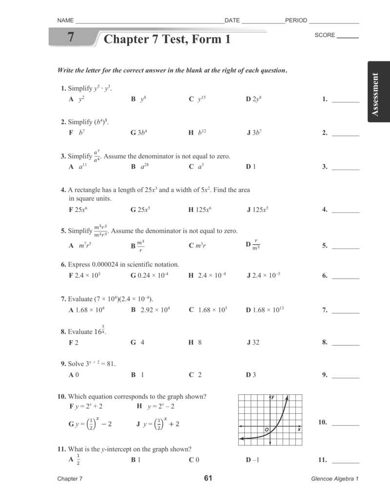 algebra 1 chapter 4 test answers