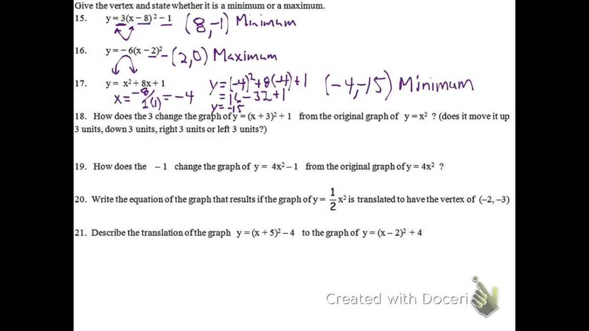 algebra 2 chapter 4 test review answers