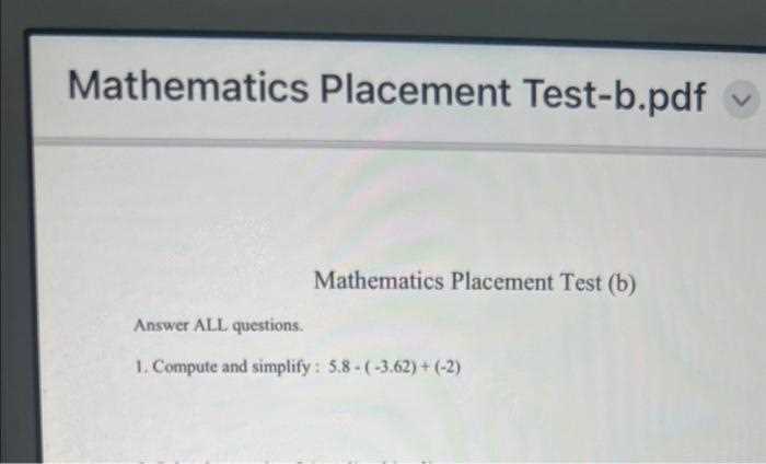algebra 2 placement test answers