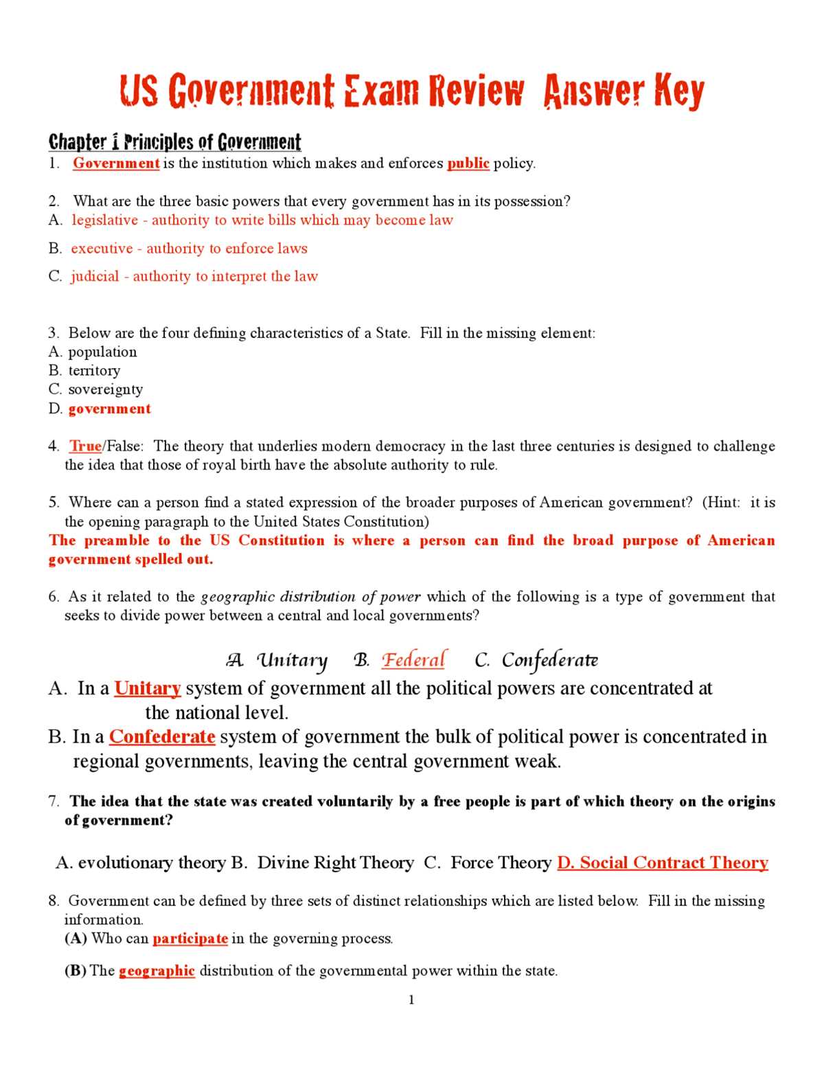 american government chapter 4 test answer key