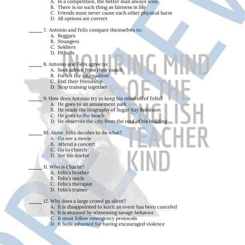 amigo brothers selection test answer key