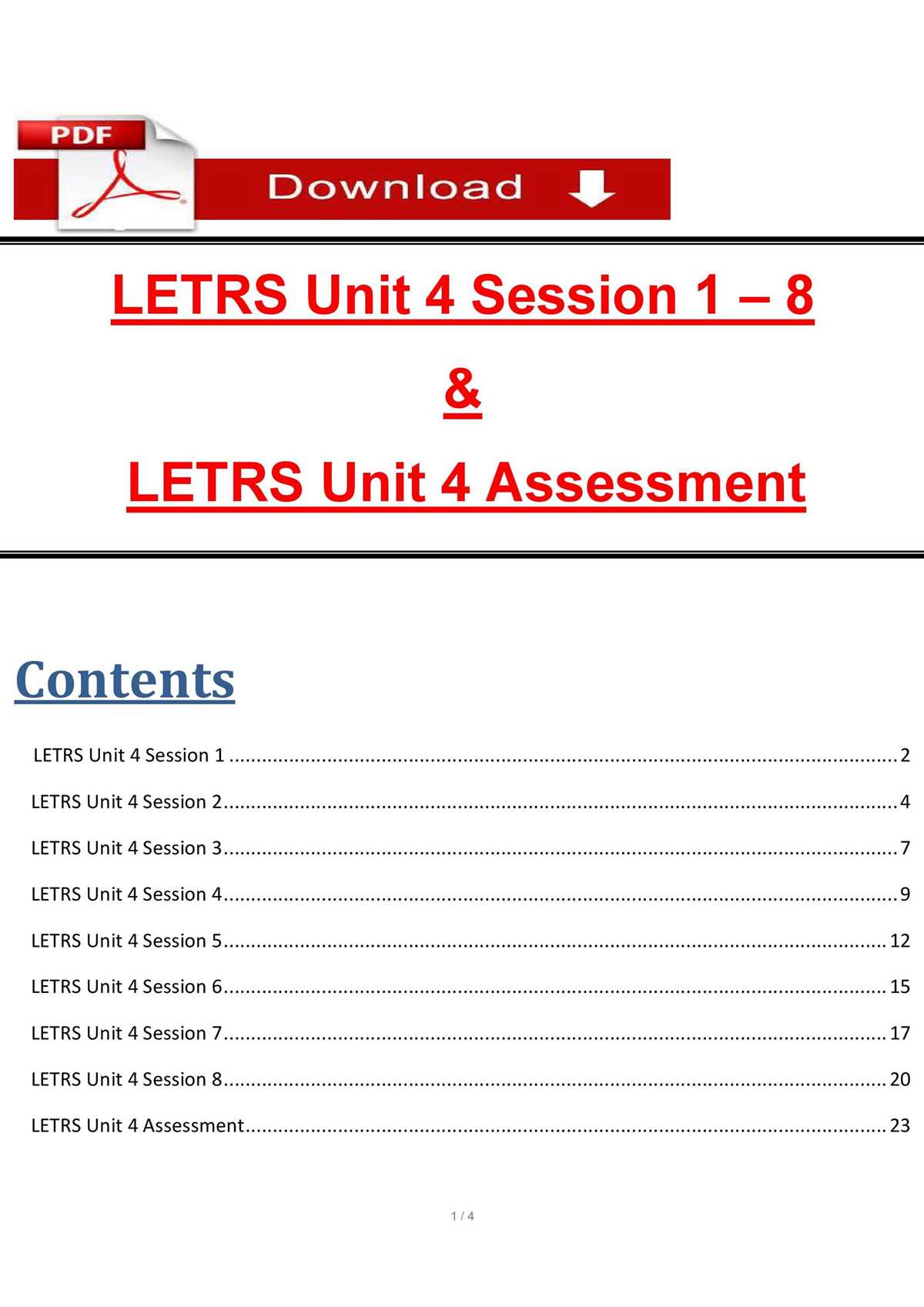 answer key letrs post test answers units 1 4