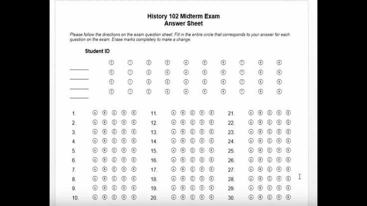 answering sheet for multiple choice test