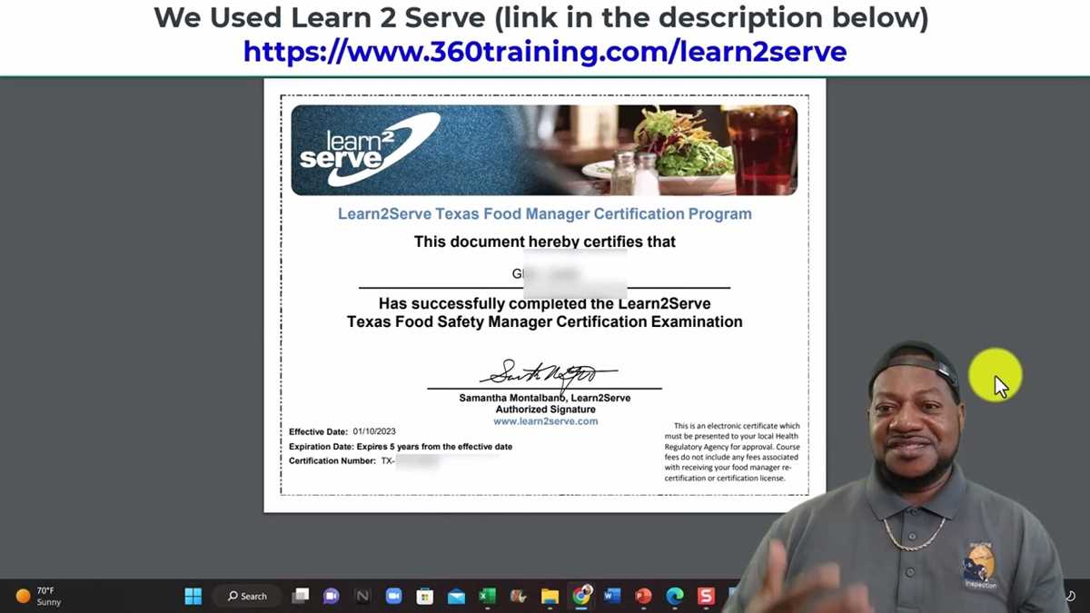 answers to food handlers test 360 training