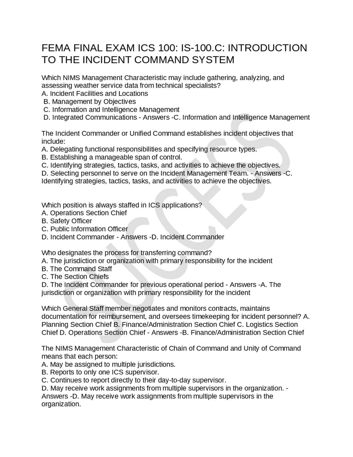 answers to ics 100 final exam answers to ics 100 final exam