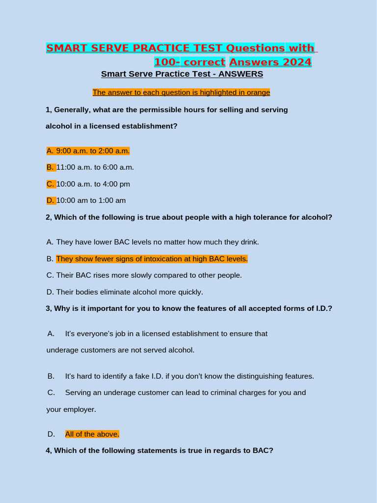 answers to serving it right exam