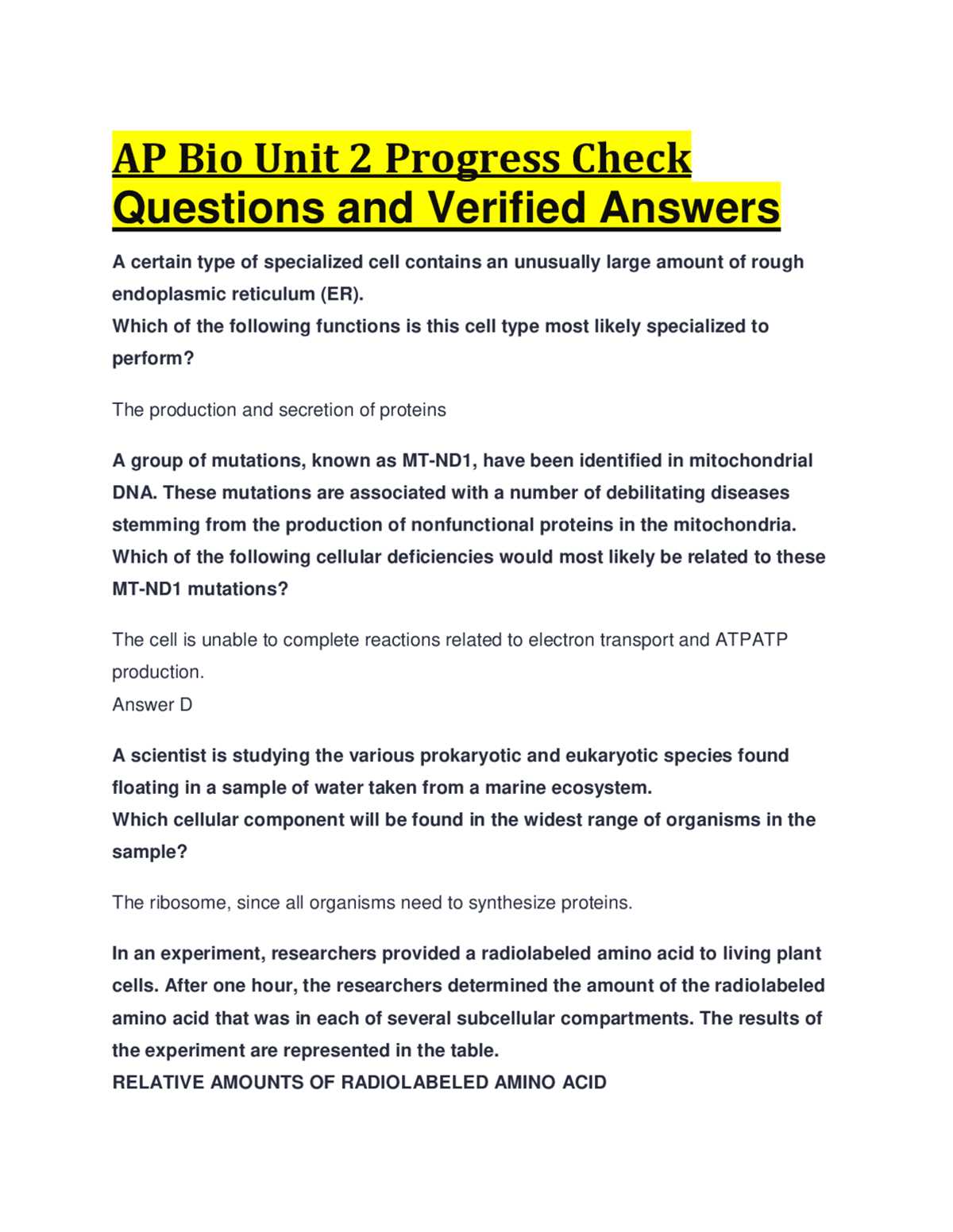 ap bio unit 5 test answers