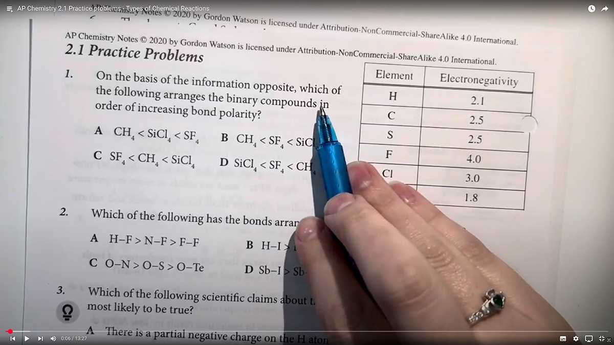 ap chemistry unit 6 test answer key
