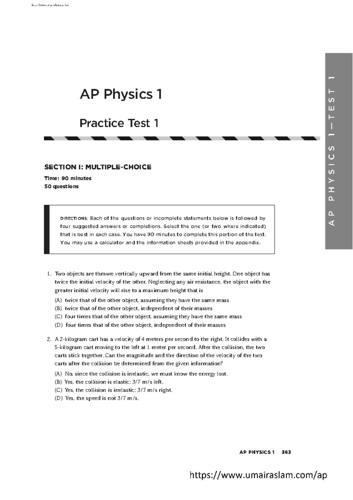 ap physics practice test with answers
