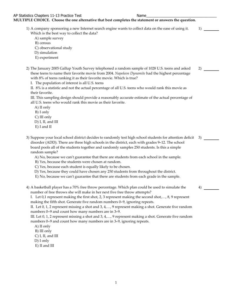 ap statistics chapter 11 test answers