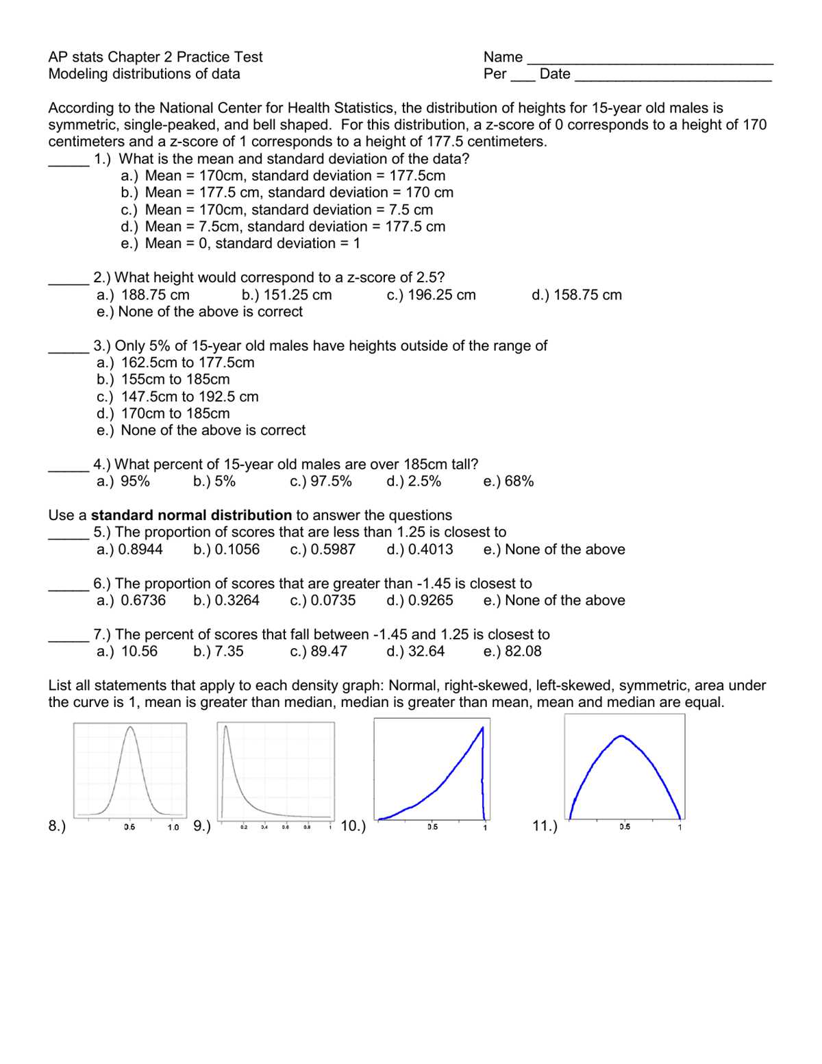 ap statistics practice exam 3 answers
