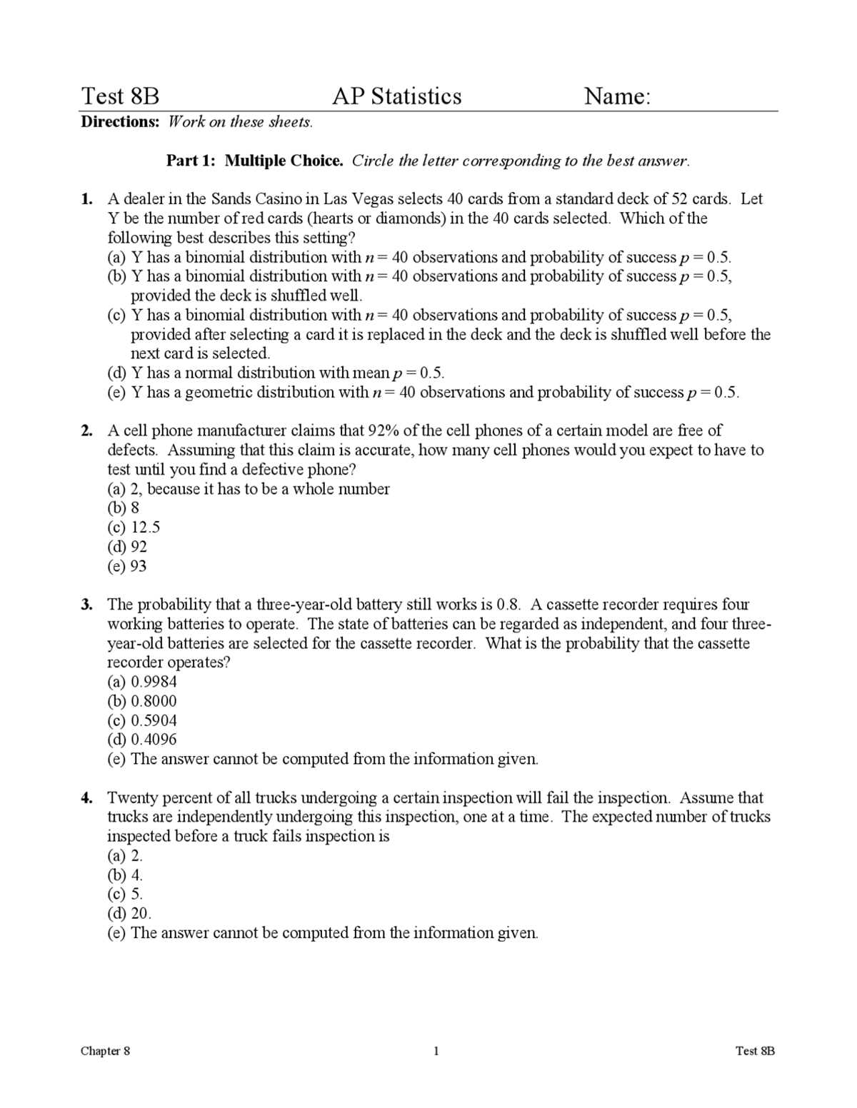 ap statistics test b probability answer key