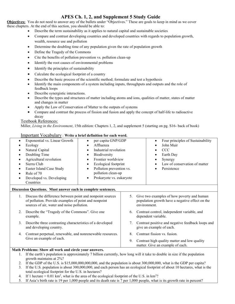 apes unit 1 test answers