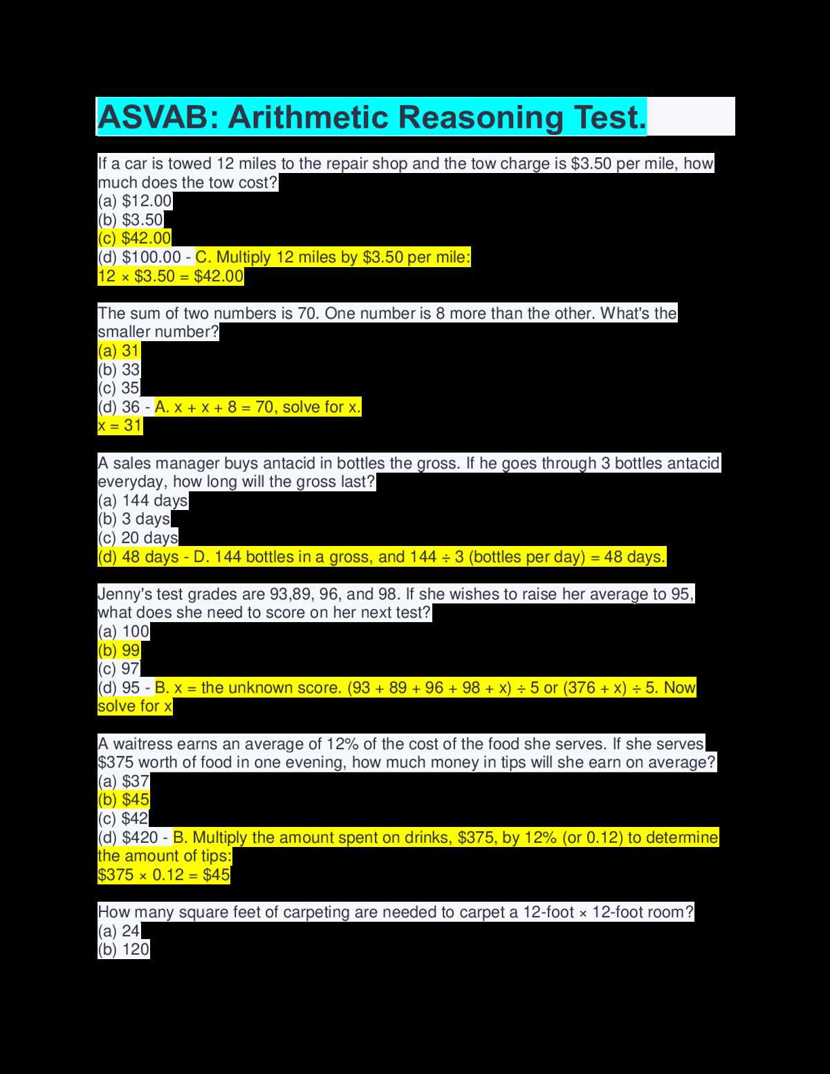 ar test answers 20 points
