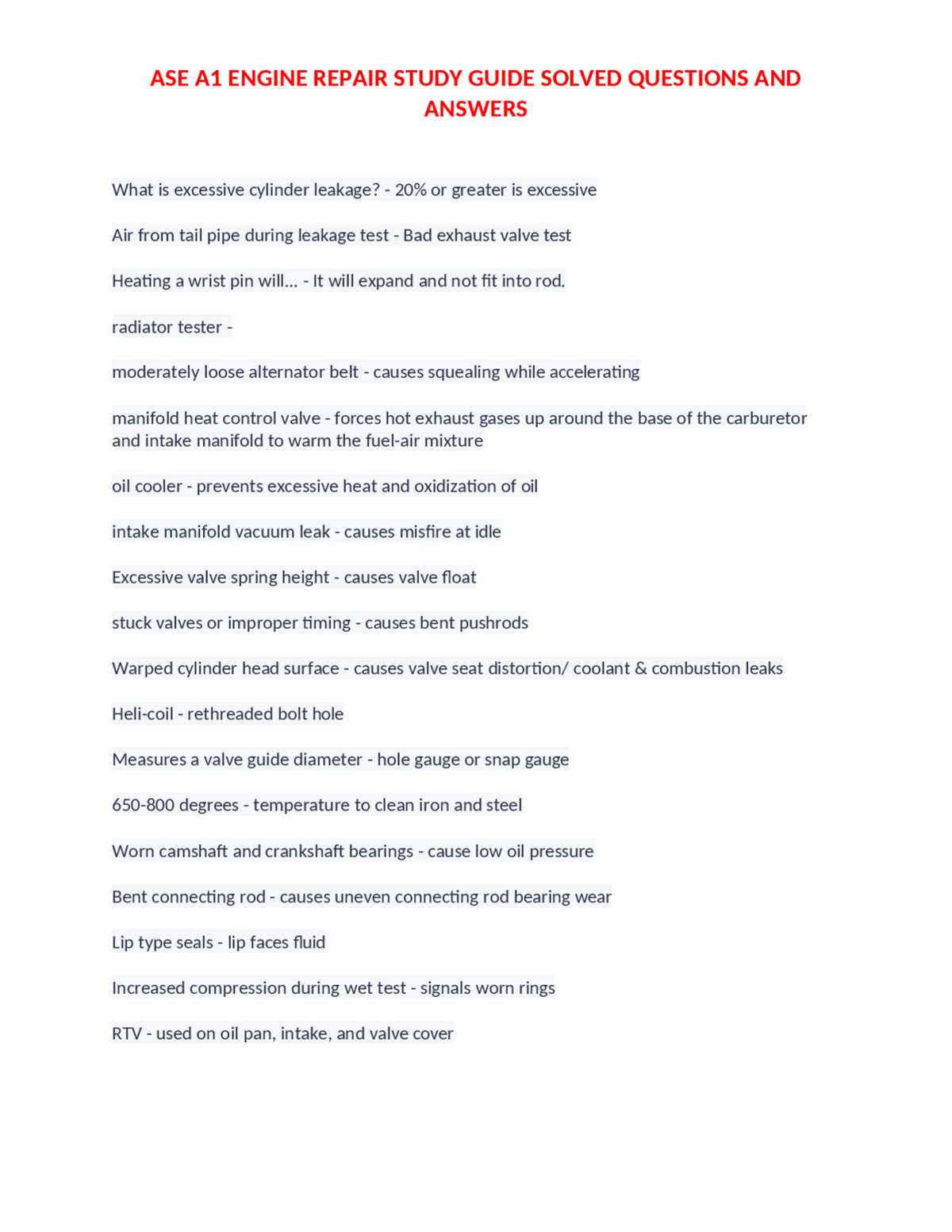 ase a1 test answers