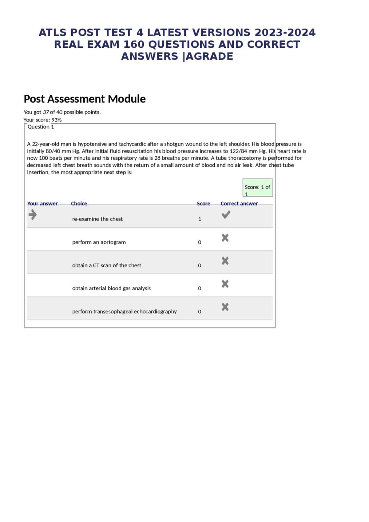 atls post test questions and answers