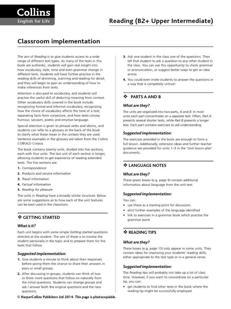 b2 reading test with answers