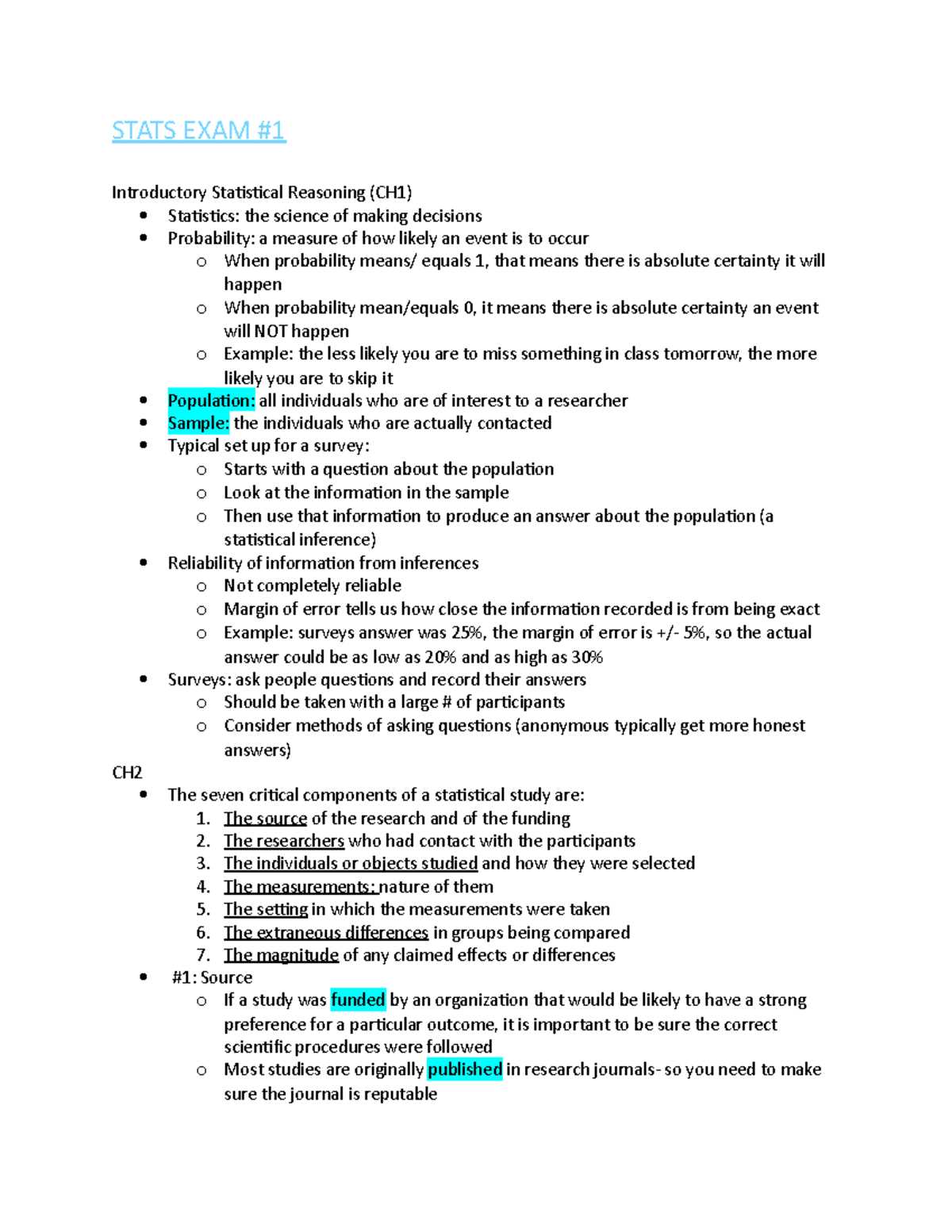 basic statistics exam questions and answers