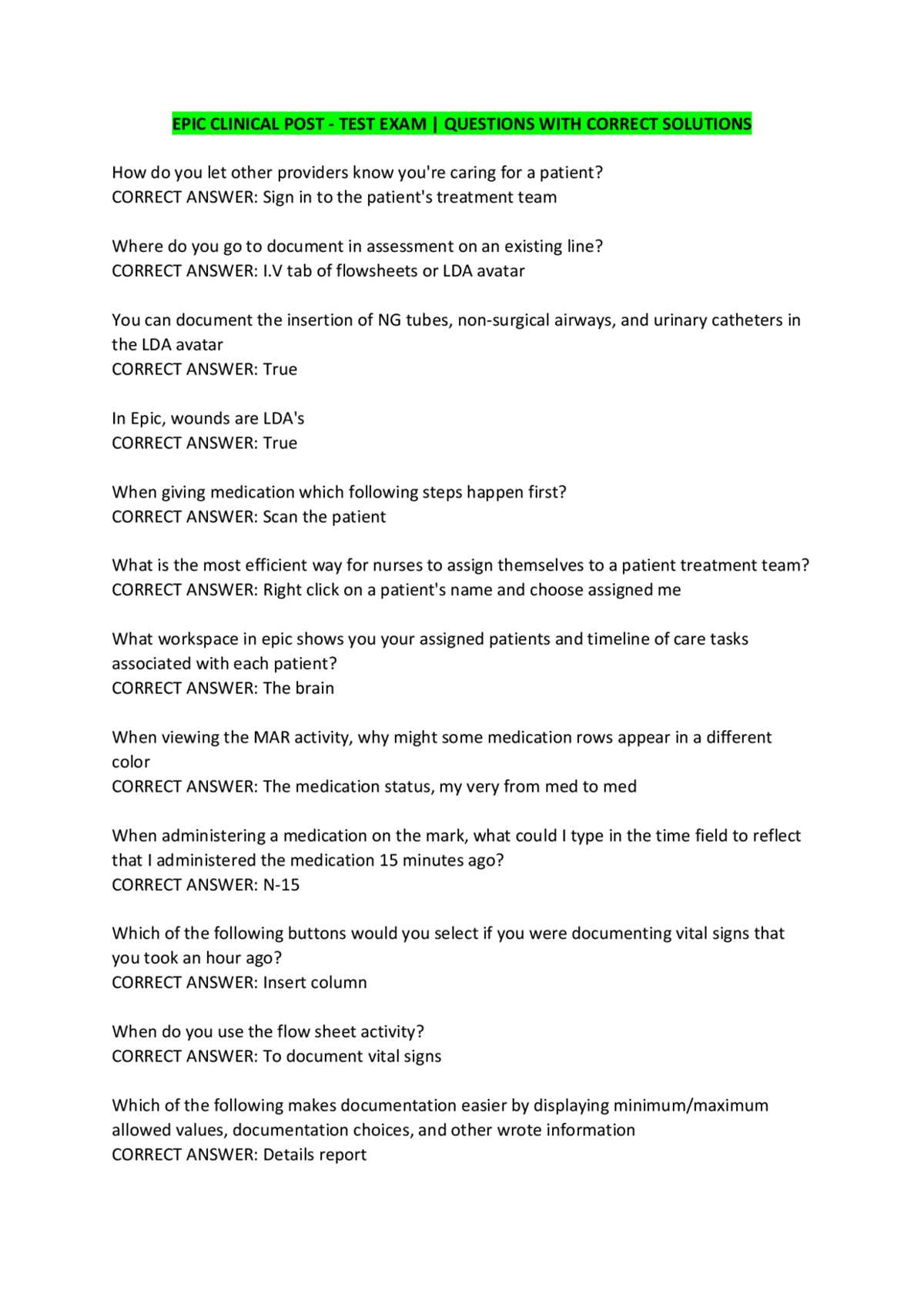 baylor scott and white epic test answers