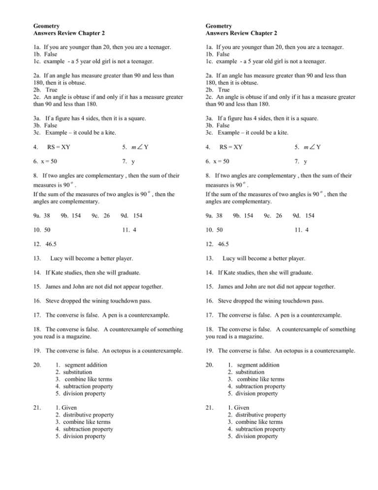benchmark test 2 geometry answers