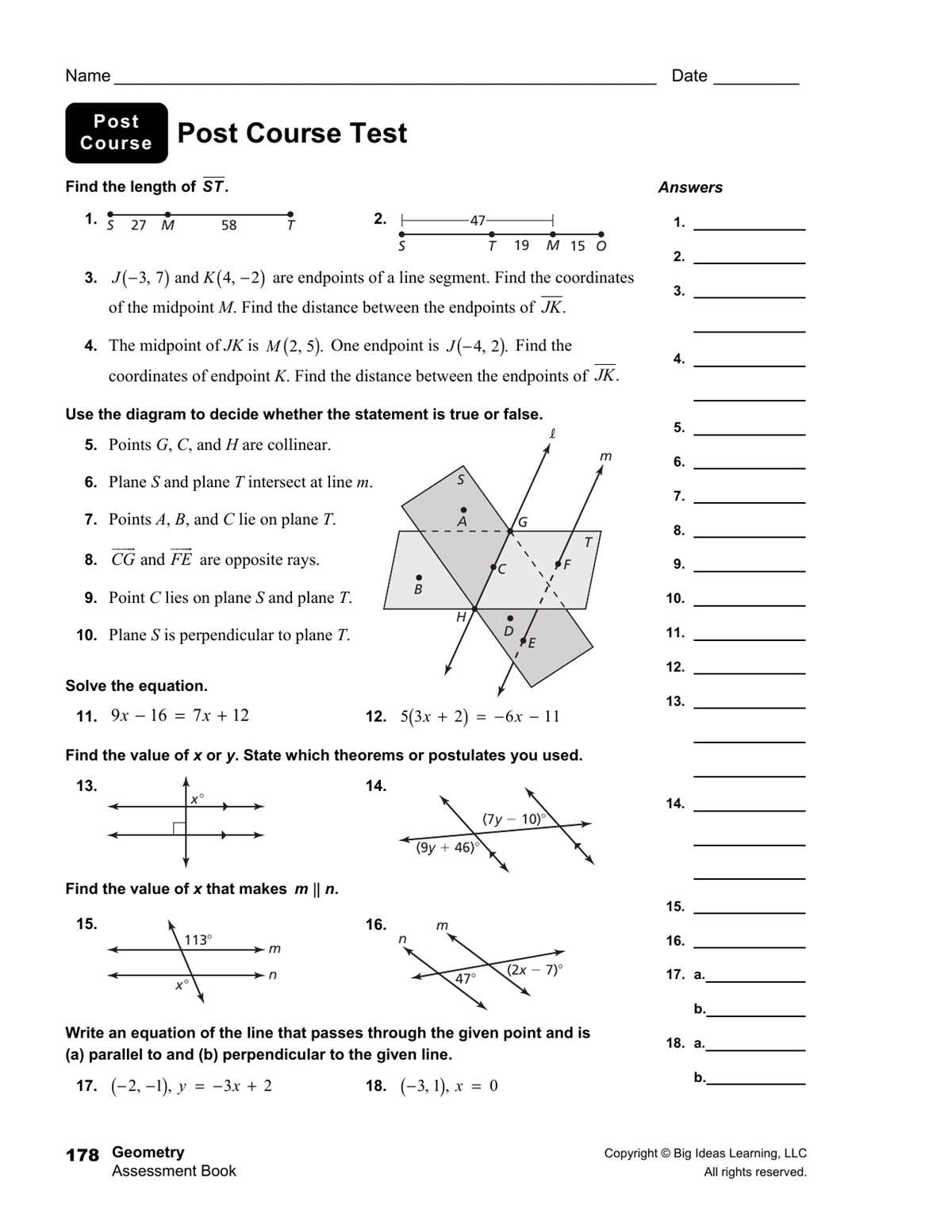 big ideas math geometry test answers