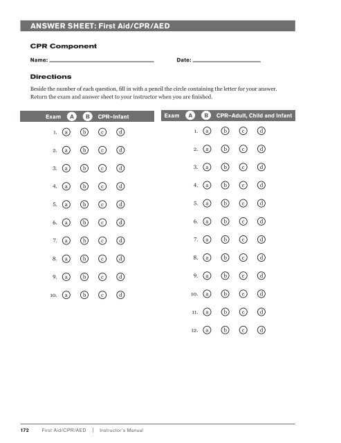 bls exam a answer key