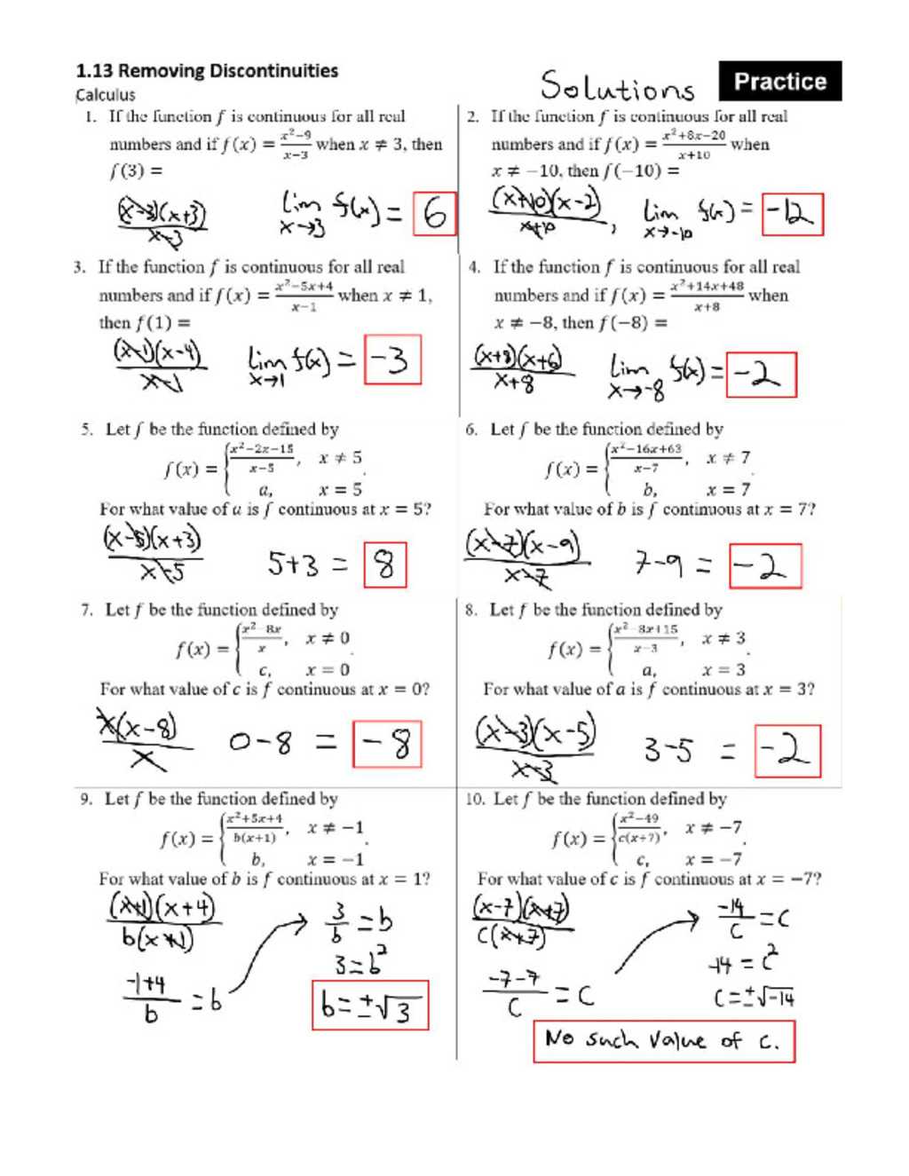 calculus test with answers