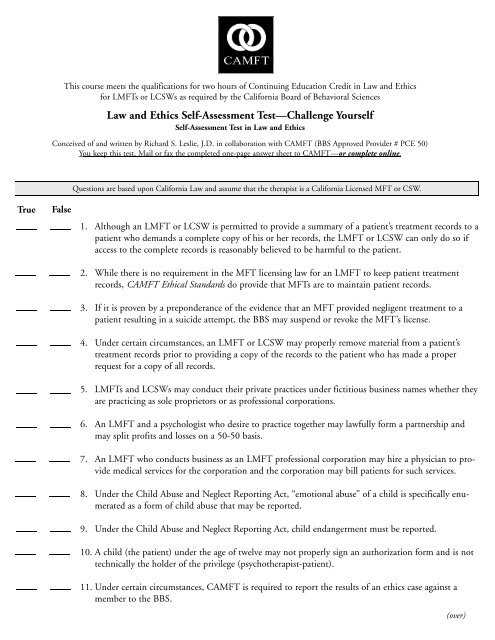 california ethics exam answers