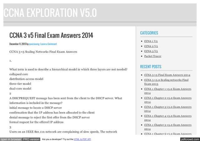 ccna 3 chapter 6 exam answers