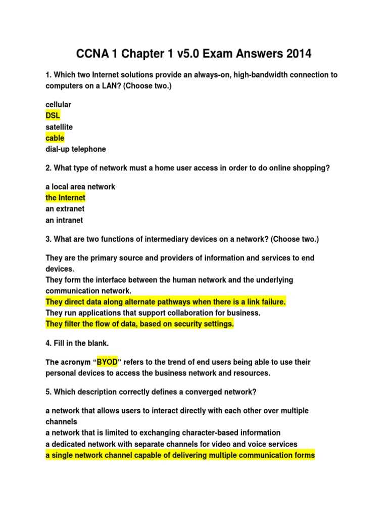 ccna chapter 1 exam answers