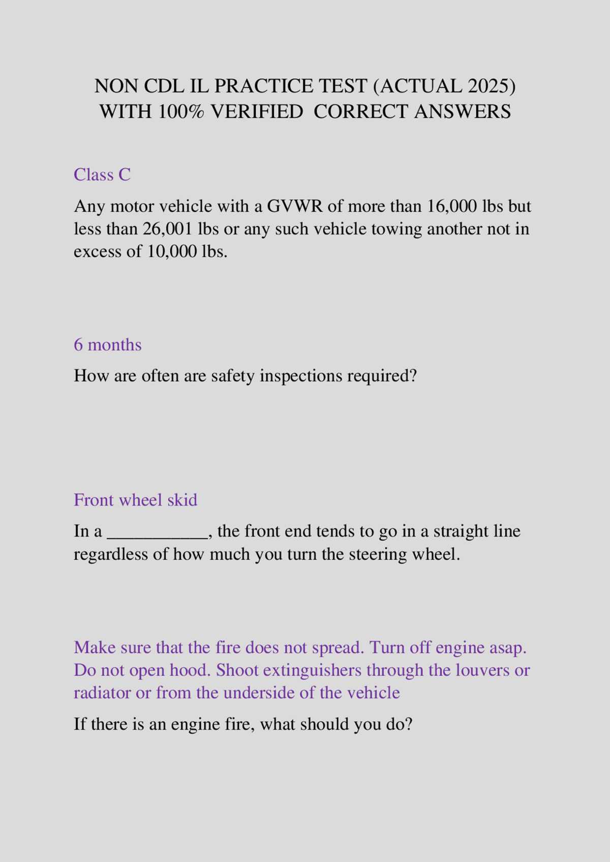 cdl practice test questions answers