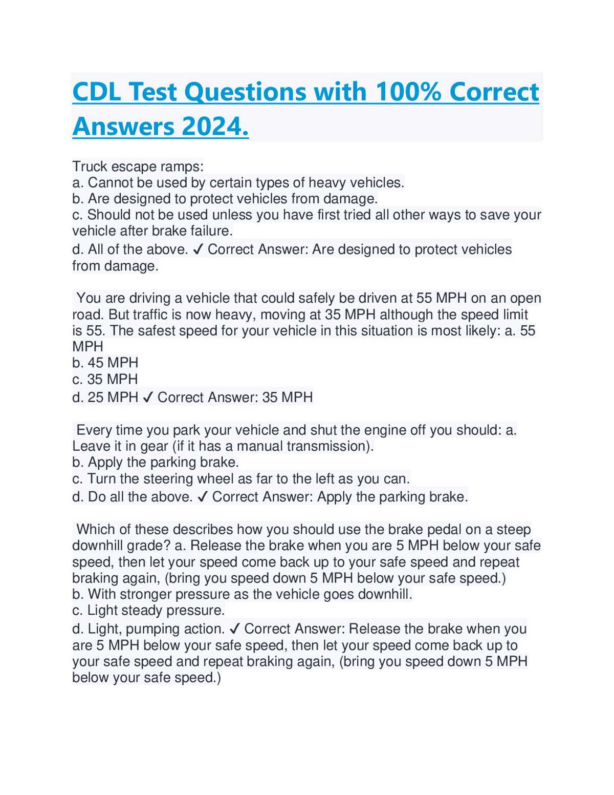 cdl test answers california