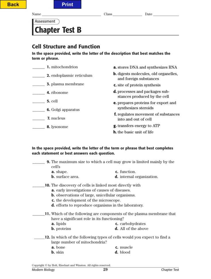 cell test answers