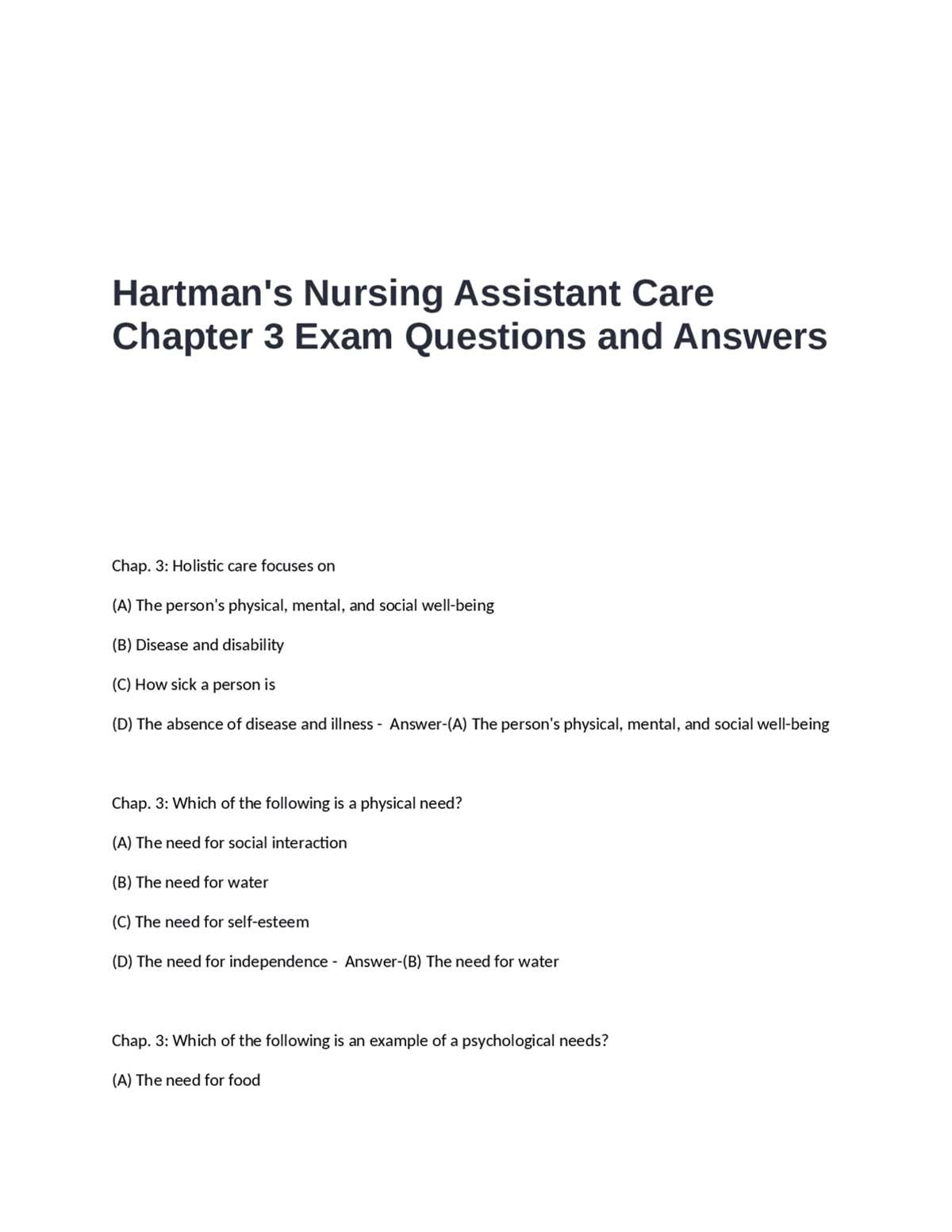 chapter 3 mental and emotional health answer key test a
