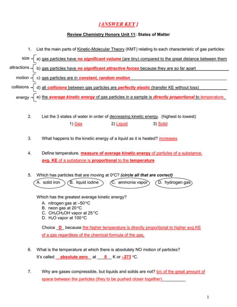 chapter 3 states of matter test answer key
