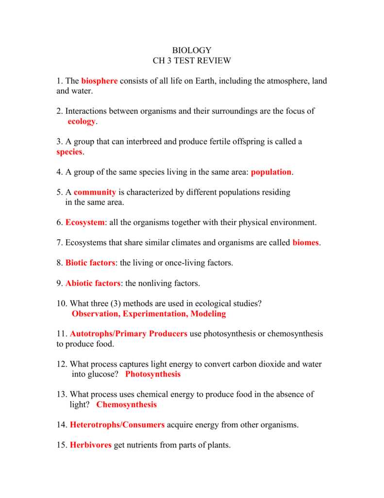 chapter 3 the biosphere test answer key