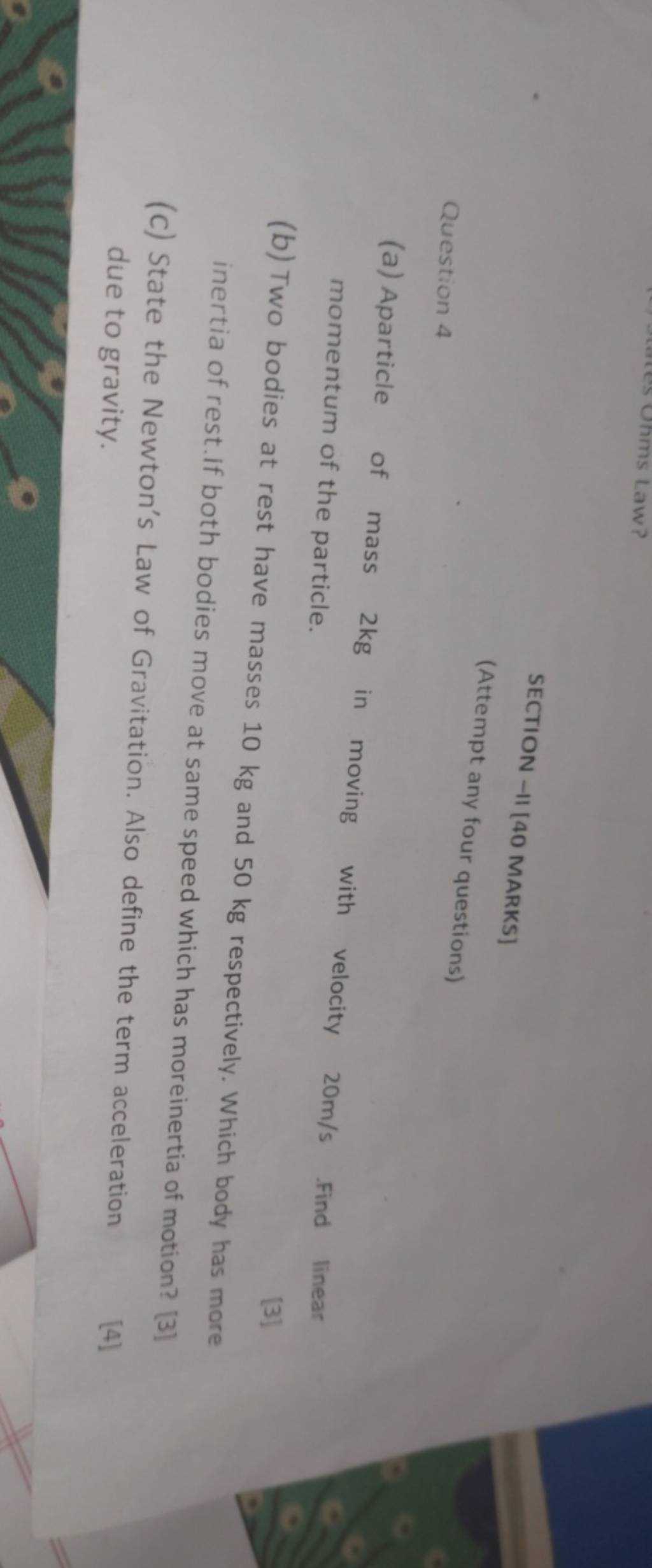 chapter 4 linear motion test answers