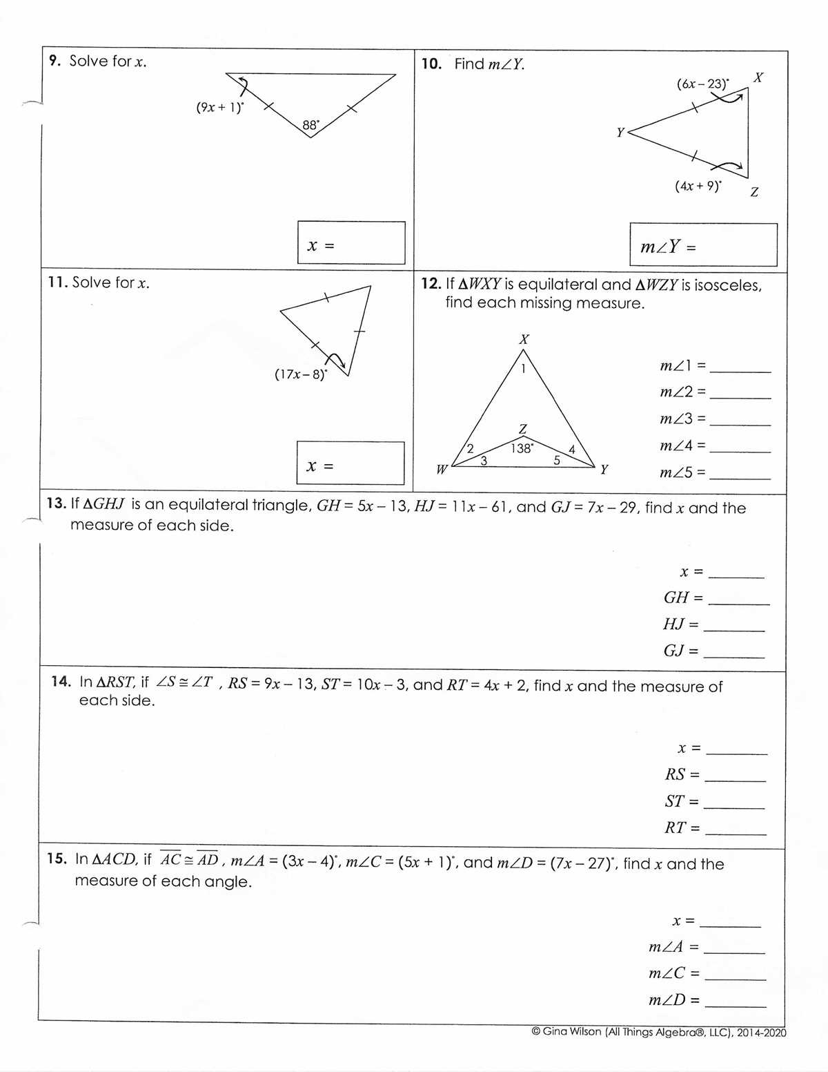 chapter 4 test review geometry answers